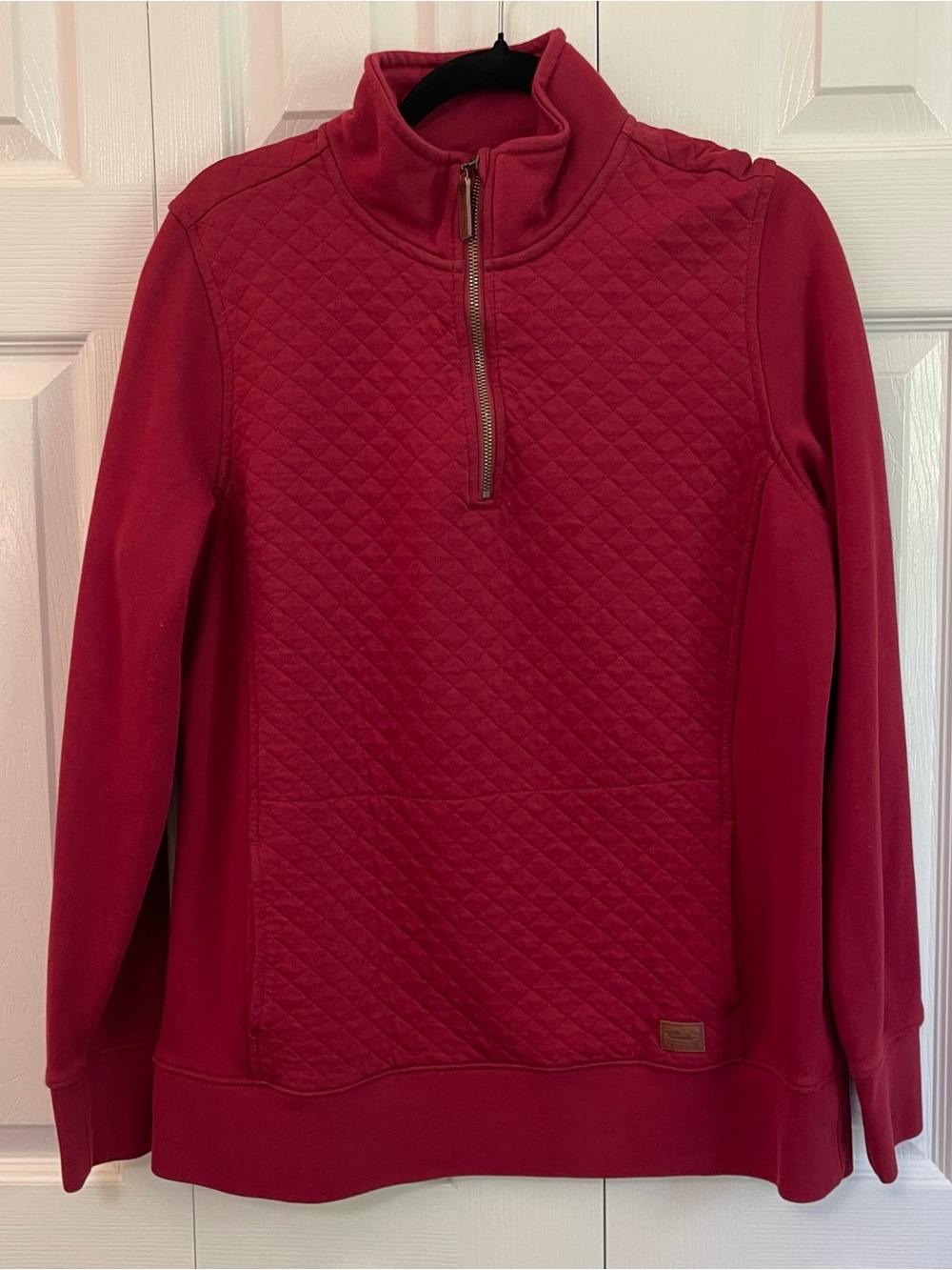 L.L. Bean Red Quilted Half-Zip Turtleneck Sweater - Fall/Winter, Cozy, Warm